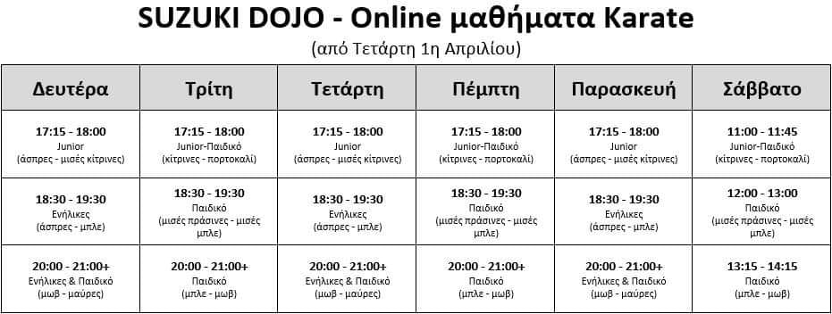SUZUKI DOJO - Online μαθήματα Καράτε από 1η Απριλίου