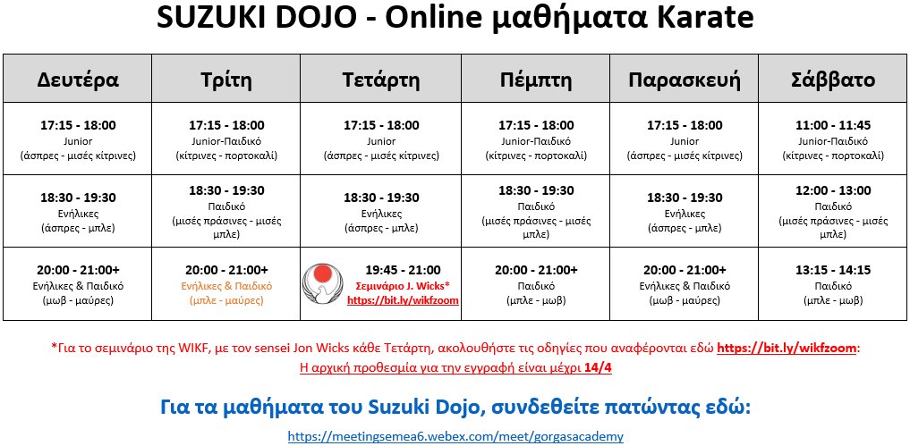 SUZUKI DOJO online μαθηματα καρατε 