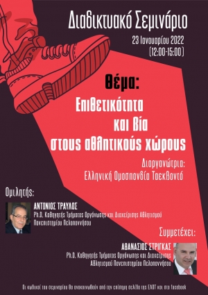 Διαδικτυακό σεμινάριο της Ελληνικής Ομοσπονδίας Ταεκβοντό με θέμα: Επιθετικότητα και βία στους αθλητικούς χώρους