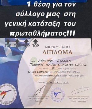 Ο Α.Σ. "ATHLETIC CLUB TAEKWONDO ELITE-TEAM" κατέκτησε την 1η θέση στη γενική κατάταξη στο Διασυλλογικό Πρωτάθλημα Ταεκβοντό