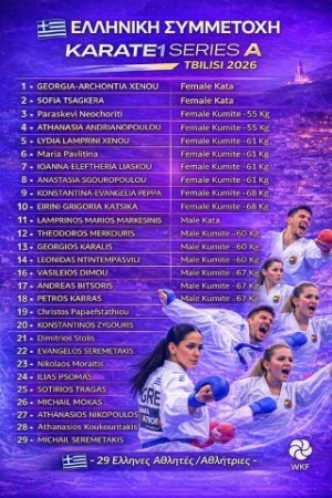 Ελληνική συμμετοχή στο Karate1 Series A – Tbilisi 2026